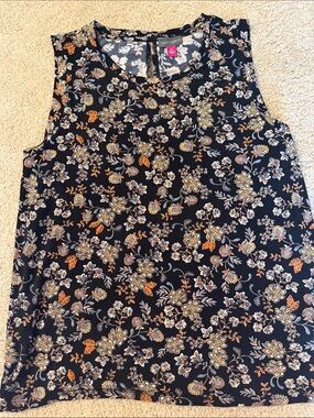 Vince Camuto Black Floral Sleeveless Shell